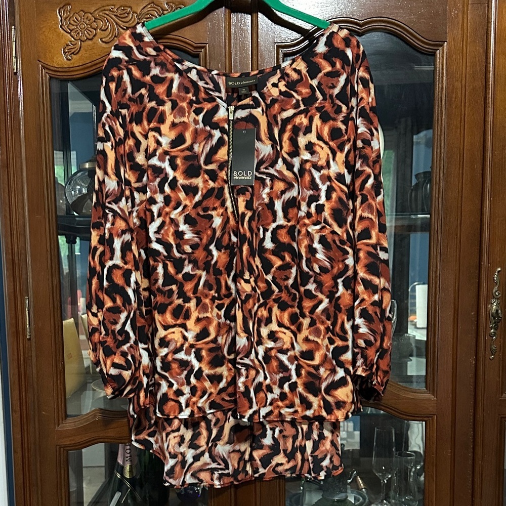 BOLD elements Vibrant Animal Print Blouse NWT